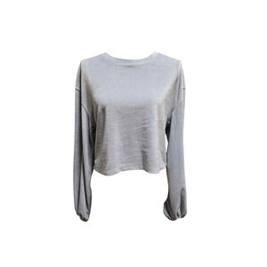 Altar'd State sky blue velvet cropped pullover, size medium